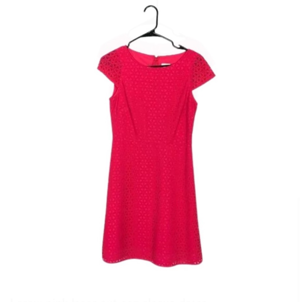 J Crew pink laser cut overlay cap sleeve summer dress size 4 - Picture 6 of 6
